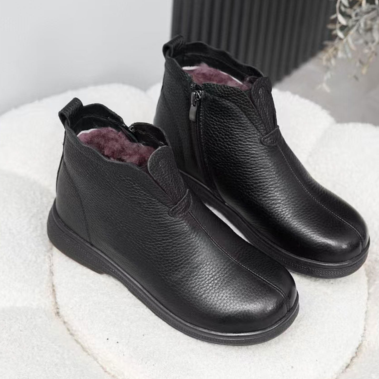 真皮羊毛冬季保暖软底短靴加厚舒适中老年妈妈棉鞋防滑低跟女棉靴,女鞋,棉鞋,淘宝优惠券,粉丝福利购,淘宝优惠卷