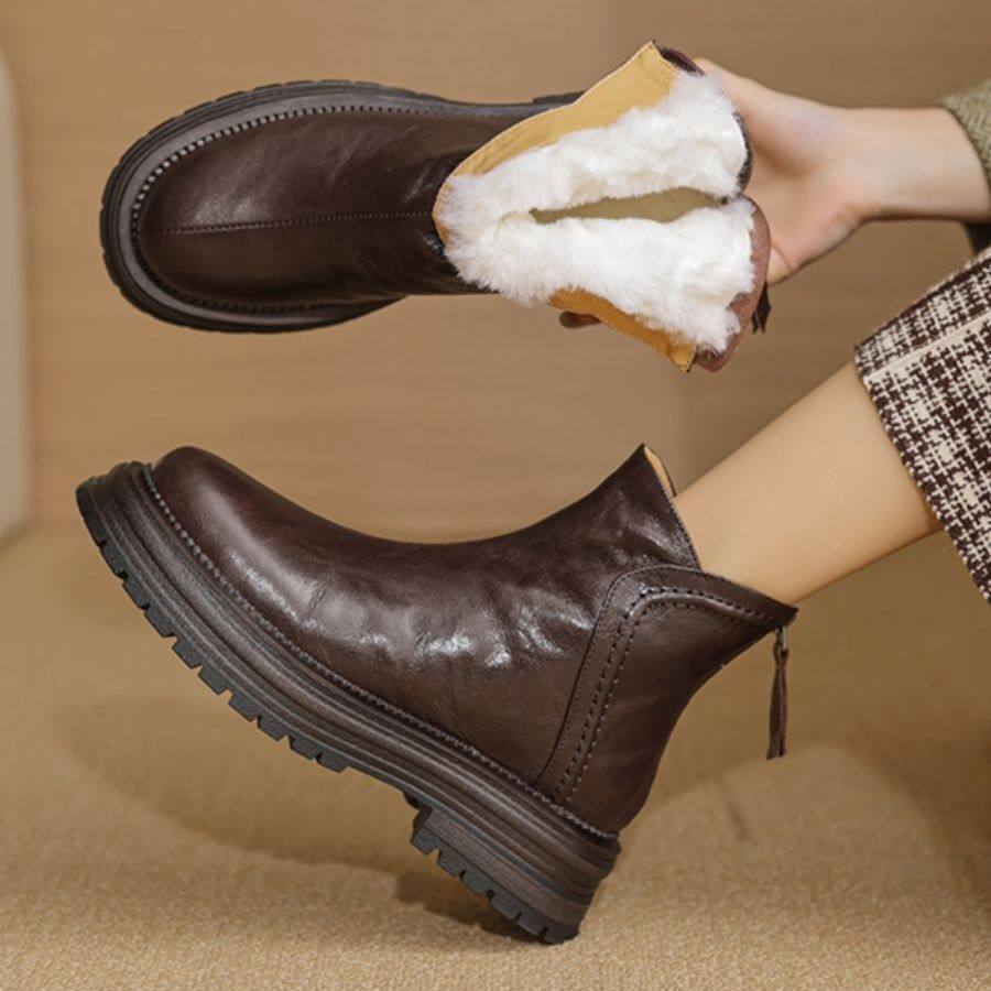 新款东北棉靴皮毛一体雪地靴女冬加绒加厚棉鞋短靴厚底英伦马丁靴,女鞋,时尚雪地靴,淘宝优惠券,粉丝福利购,淘宝优惠卷