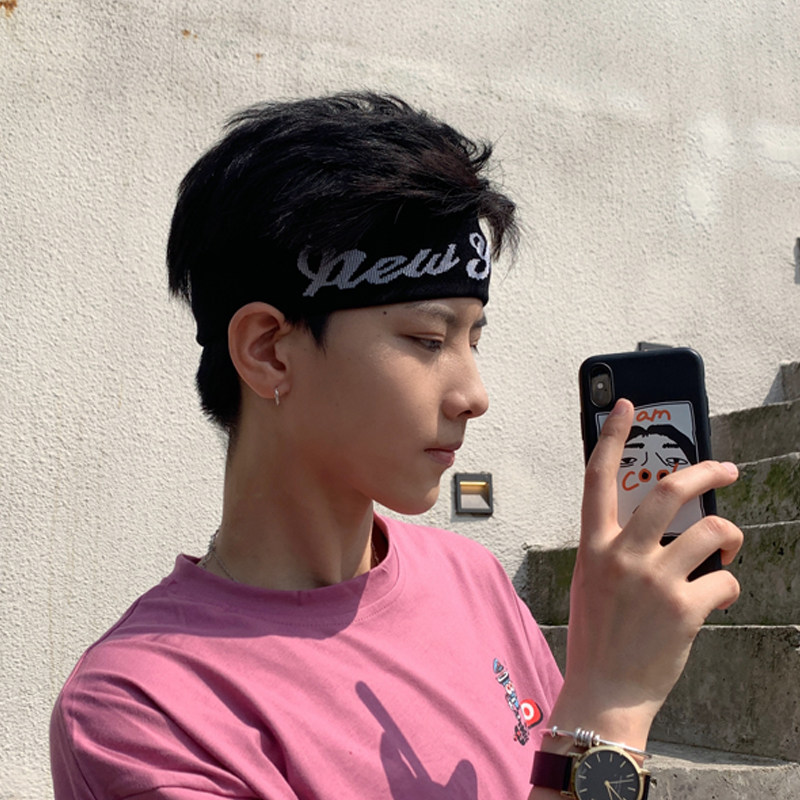 韩国简约复古男生运动发带男潮吸汗头带男嘻哈健身篮球日韩版洗脸