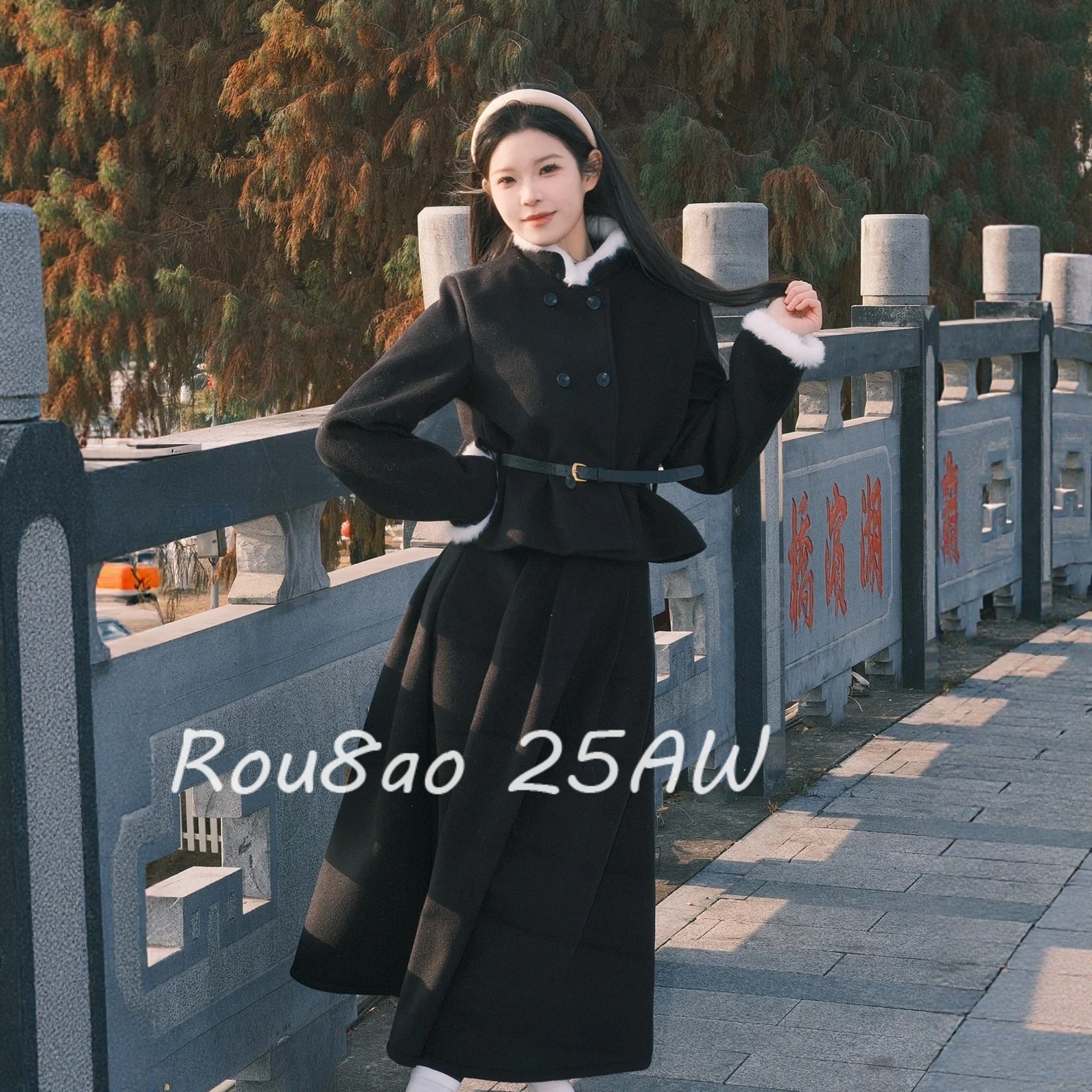 小香风千金感外套+百褶半身裙