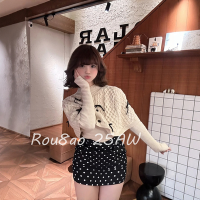 韩式蝴蝶结针织衫套装