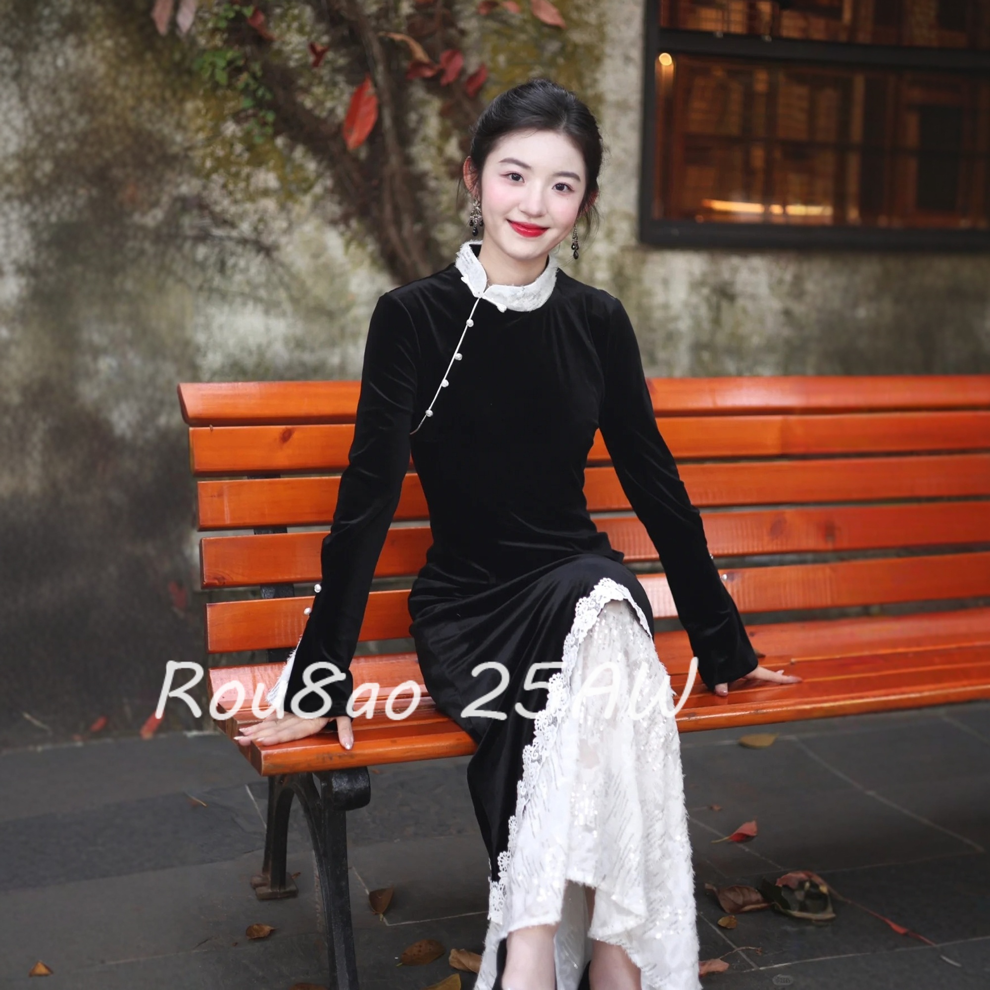 新中式绝美气质假两件拼接连衣裙