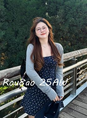 Rou8ao微胖大码女装温柔碎花吊带连衣裙女2026夏季防晒开衫两件套