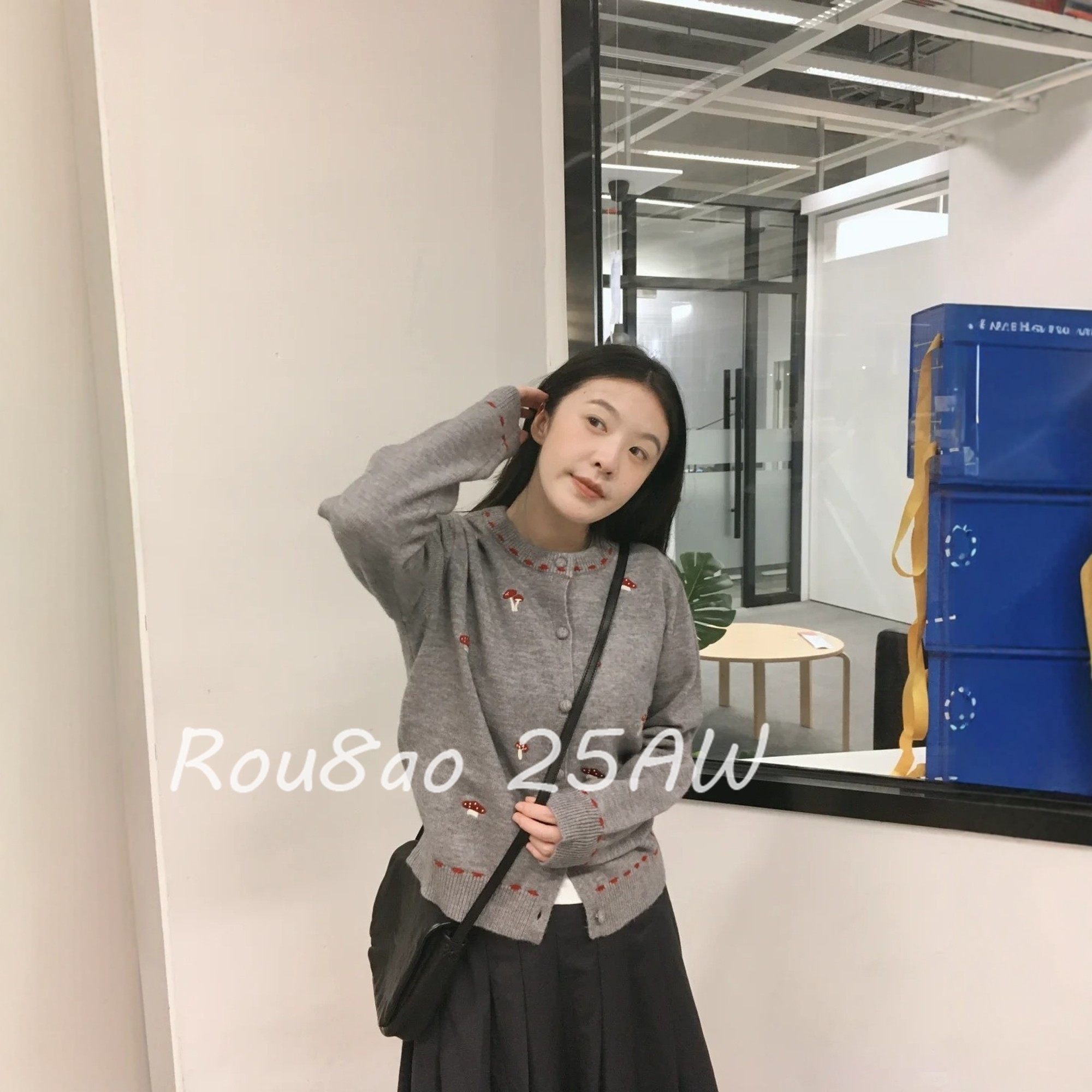 Rou8ao微胖大码女装韩系温柔风蘑菇刺绣针织开衫女显瘦毛衣外套,女装/女士精品,大码内搭,淘宝优惠券,粉丝福利购,淘宝优惠卷