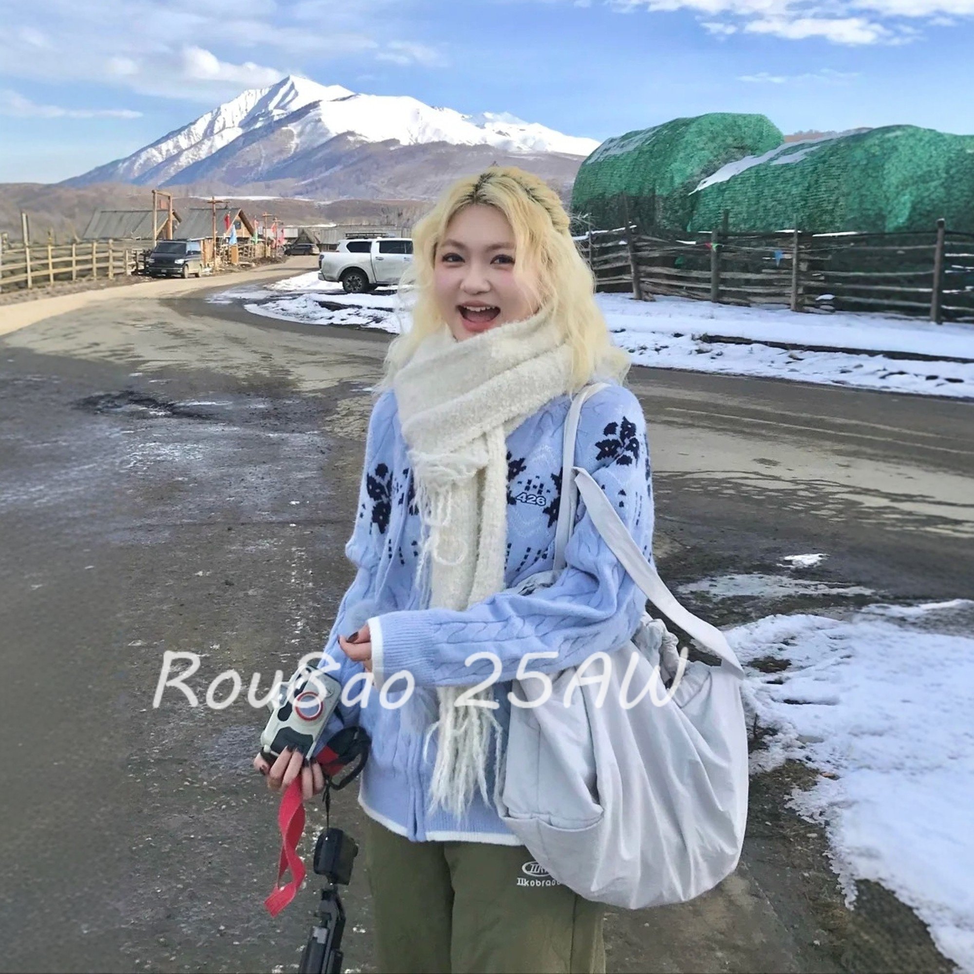 Rou8ao微胖大码女装韩系费尔岛针织开衫毛衣女2026春宽松显瘦外套,女装/女士精品,常规大码外套,淘宝优惠券,粉丝福利购,淘宝优惠卷