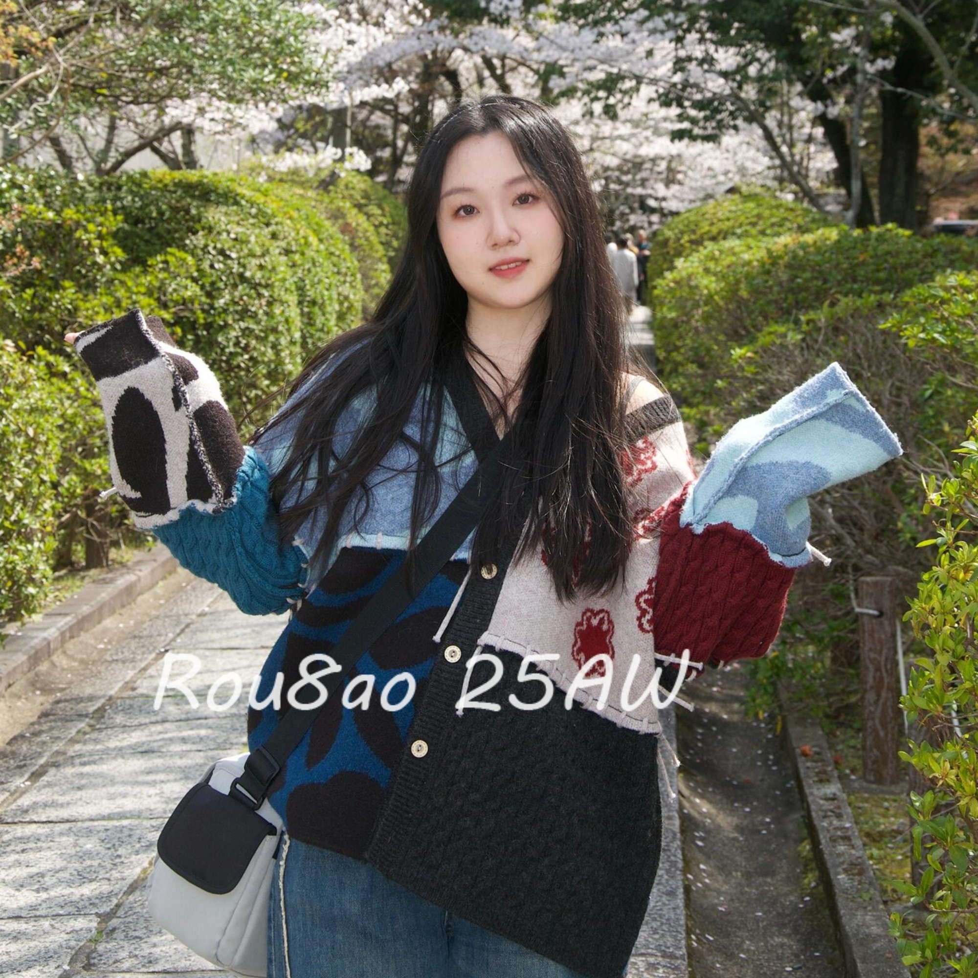 Rou8ao微胖大码女装撞色拼接V领毛衣开衫微胖mm宽松休闲百搭上衣,女装/女士精品,常规大码外套,淘宝优惠券,粉丝福利购,淘宝优惠卷