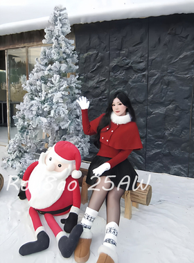 Rou8ao微胖大码女装新年红色针织套装女修身显瘦跨年氛围感穿搭