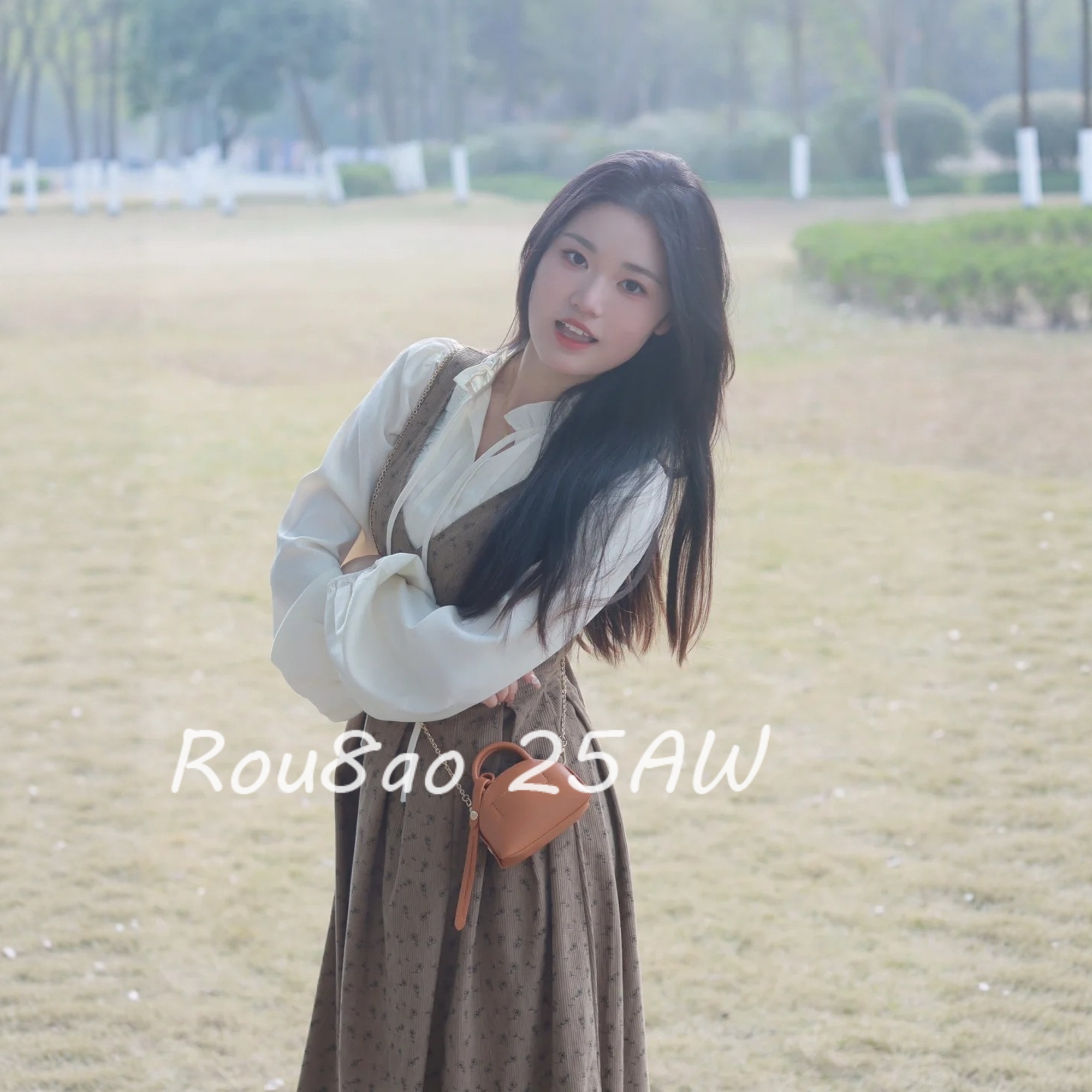 复古甜美碎花灯芯绒连衣裙套装