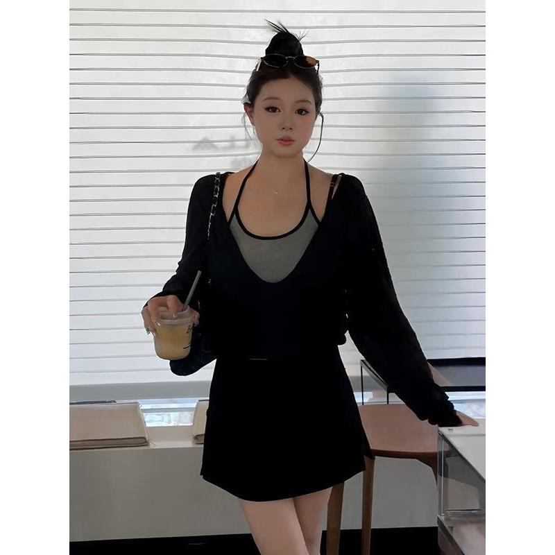 大码女装纯欲辣妹挂脖吊带罩衫