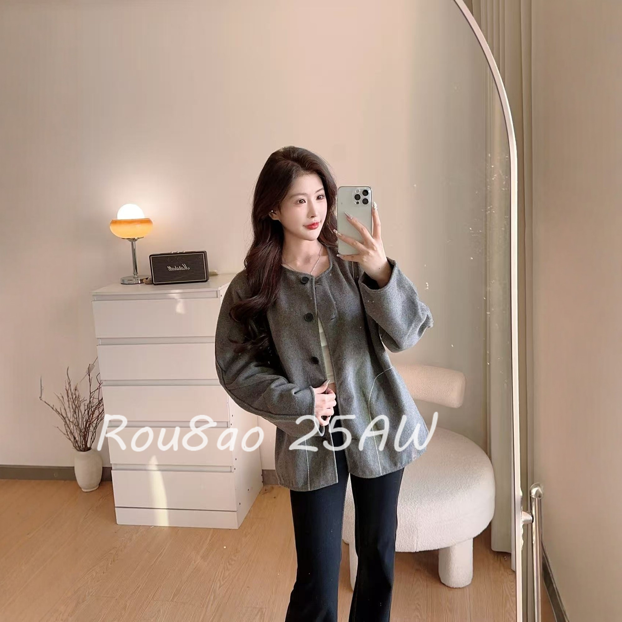 Rou8ao微胖大码女装极简风毛衣外套女2026春款宽松长袖夹克开衫,女装/女士精品,常规大码外套,淘宝优惠券,粉丝福利购,淘宝优惠卷