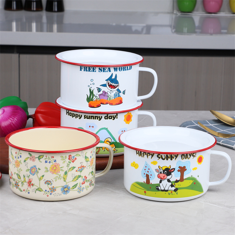 加厚搪瓷泡面碗带盖学生宿舍食堂大号怀旧老式快餐杯便当饭盒易洗,餐饮具,碗,淘宝优惠券,粉丝福利购,淘宝优惠卷