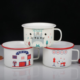 怀旧搪瓷快餐杯升级特厚搪瓷泡面碗泡面杯平盖搪瓷碗打饭缸茶缸子