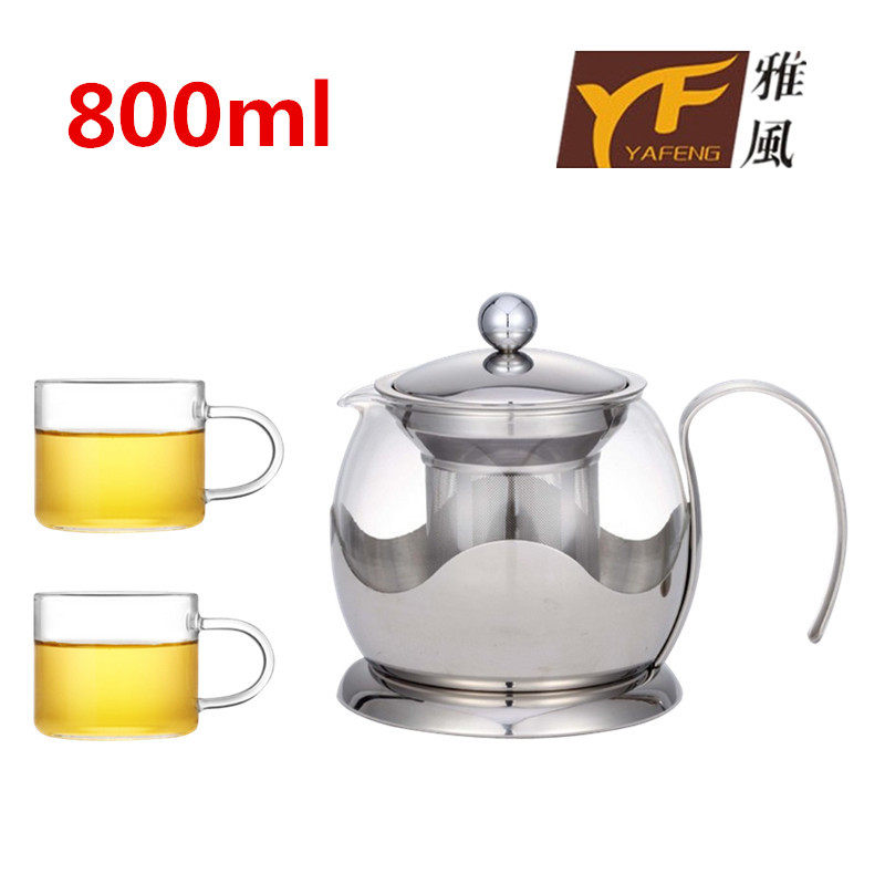 雅风高档耐热玻璃花茶壶 茶具冲茶器莲花壶不锈钢茶漏送2个杯包邮