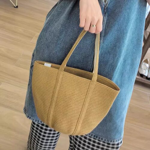 简约休闲度假沙滩编织包2026夏季新款百搭大容量编织包通勤托特包