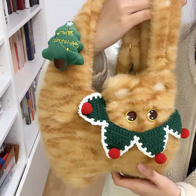 可爱大胖橘猫斜挎包2025新款超萌毛茸茸猫咪单肩包软妹卡通手提包