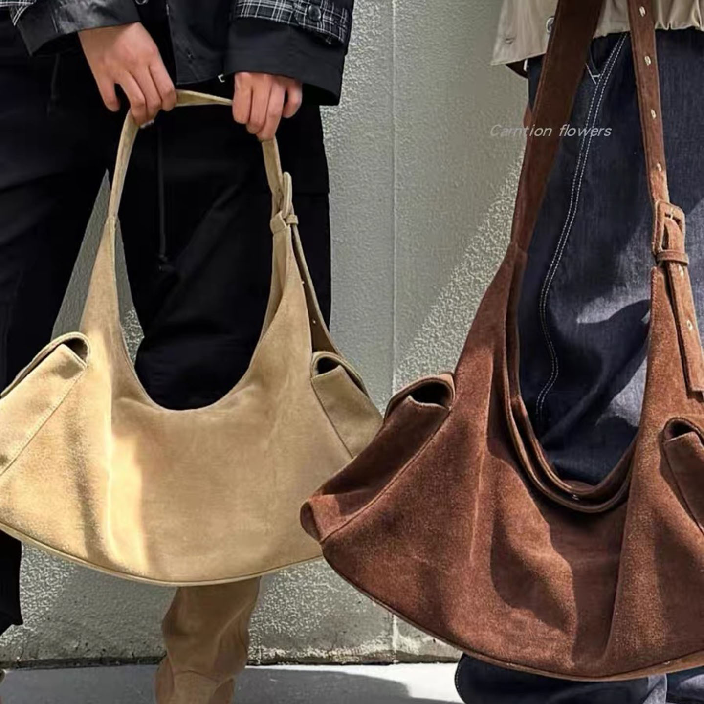 休闲复古麂皮绒大容量托特包2025秋冬新款韩系小众设计通勤单肩包