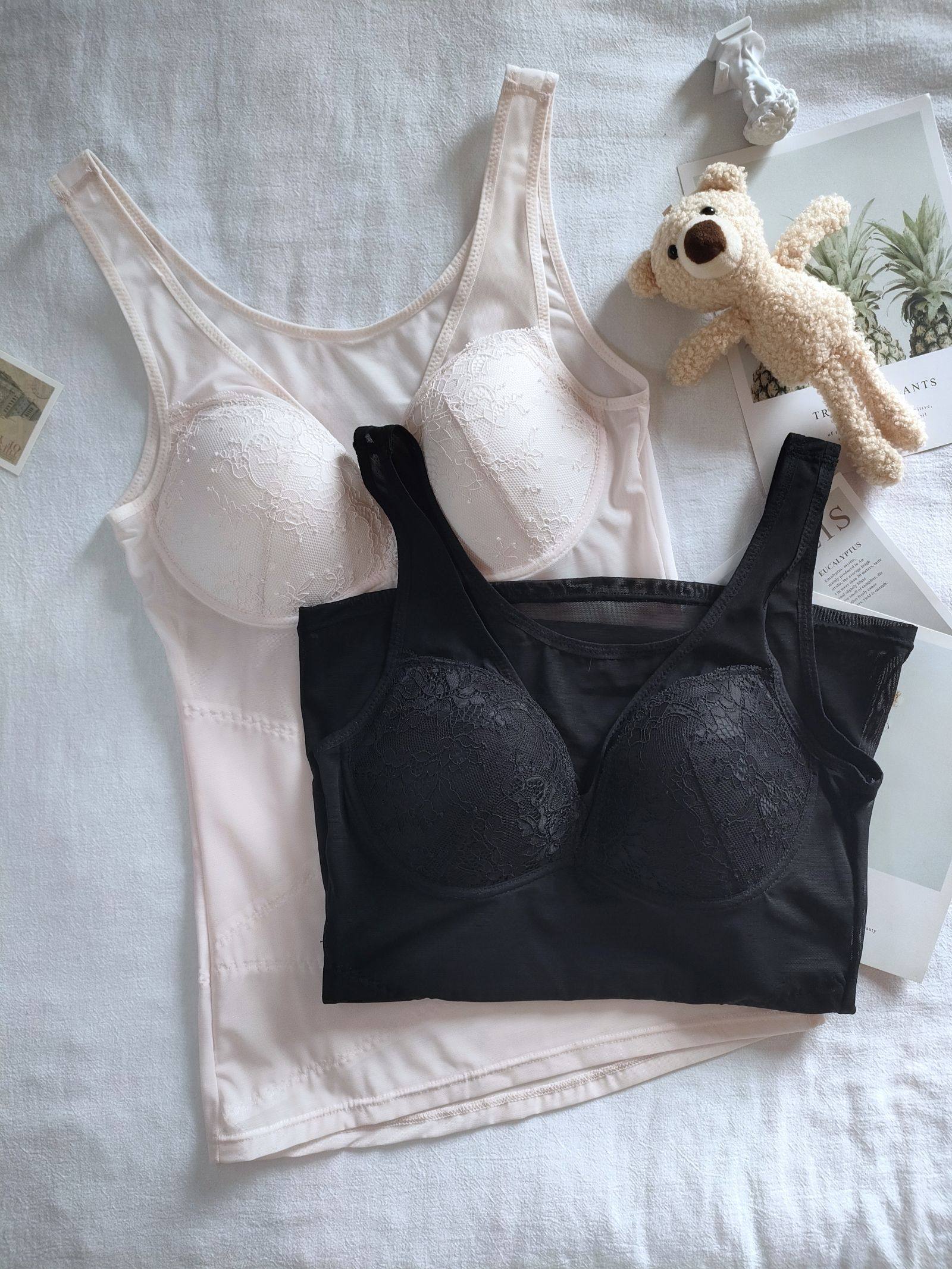 韩单夏季薄款塑身上衣 无钢圈文胸背心一体 聚拢托胸收腹美体内衣