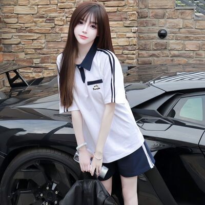 学院风运动套装女夏季跑步两件套