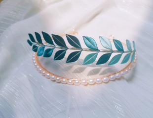 殇离手作汉服发饰 百搭 渐变镀金 缠花珍珠发箍发冠两用 青瑶