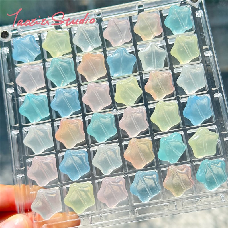 可爱透色星星软糖琉璃散珠子diy手工串珠手錬项链手机挂绳材料配