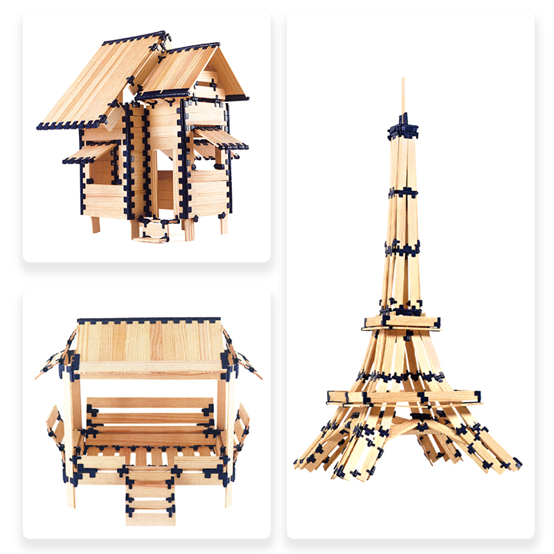 建筑大师原木卡普乐积木条幼儿园构建积木自由拼装益智力儿童玩具