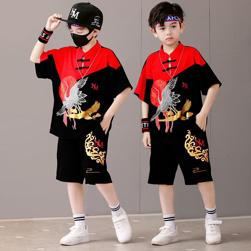 六一儿童嘻哈街舞演出服夏装套装男童幼儿园夏季中国风班服表演服