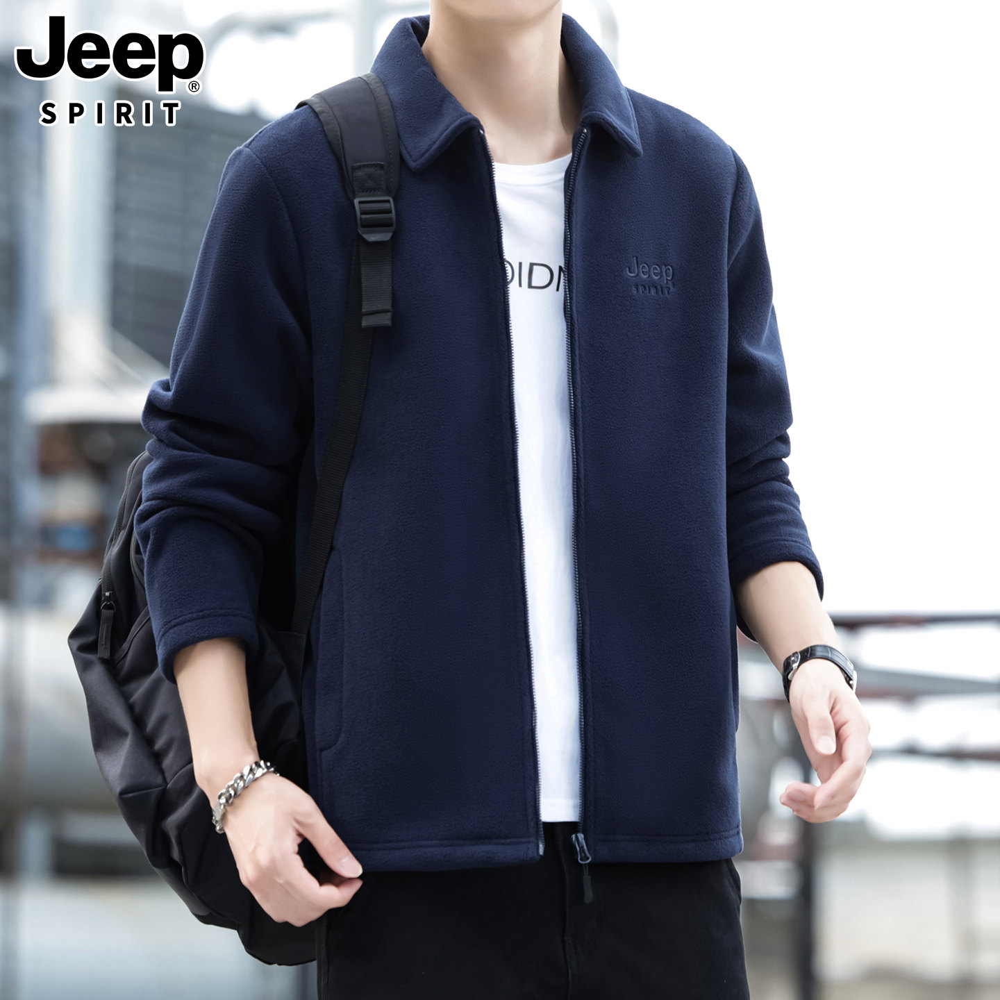 JEEPSPIRIT吉普加绒保暖男夹克