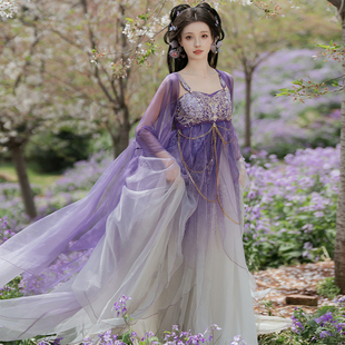 南巷瑾夏九重紫原创汉服女大袖衫改良汉元素诃子裙超仙重工刺绣夏