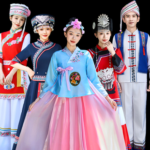 女成人壯族苗族蒙古族彝黎族藏族舞蹈演出服飾男 56個(gè)少數(shù)民族服裝