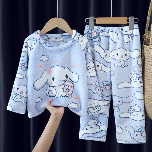 秋冬季女童睡衣法兰绒冬天加厚款