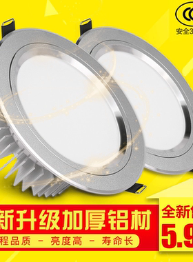 led筒灯天花灯嵌入式客厅桶灯简灯单5W7W12W4寸6寸8公分开孔射灯