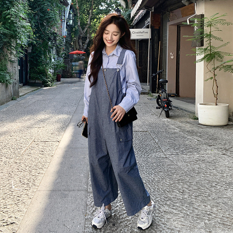 【春季现货】背带裤Q996P100K168，女装牛仔裤，沁古纱衣