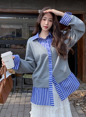 新品 【大货已出】条纹拼接外套S635 P145 K218