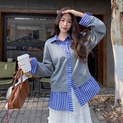 新品 【大货已出】条纹拼接外套S635 P145 K218