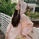 浅绿色连帽新中式防晒服女2025夏季新款国风刺绣好看宽松短款外套，女装防晒衣，沁古纱衣