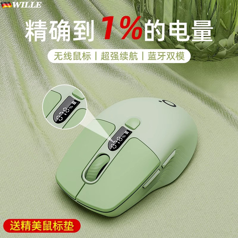 德国无线蓝牙屏显鼠标女生办公静音充电款可爱小型笔记本电脑适用