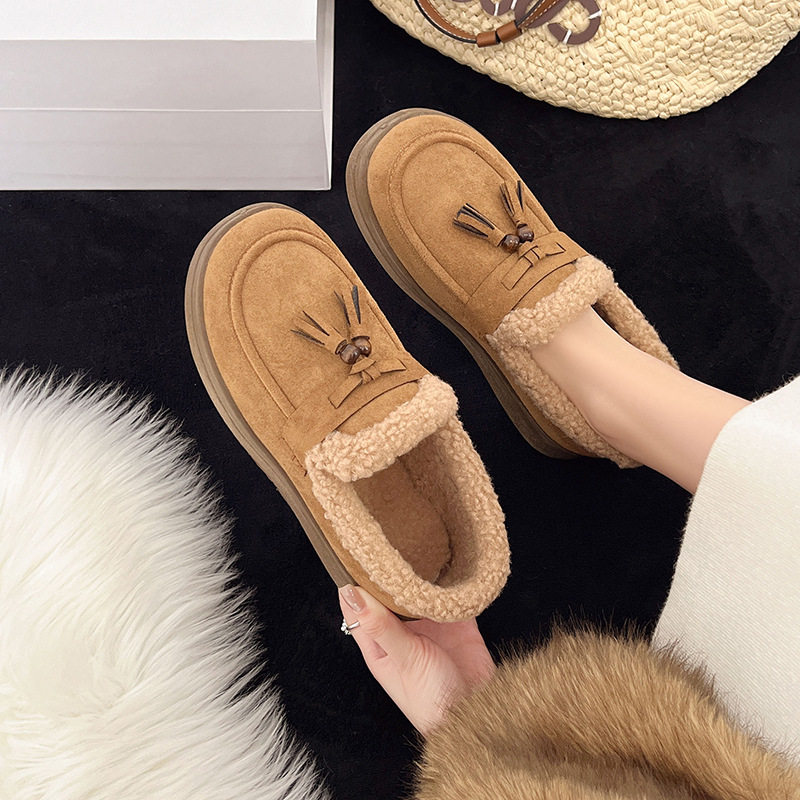 棉鞋女冬季新款加绒加厚保暖雪地靴一脚蹬妈妈鞋厚底百搭保暖棉靴