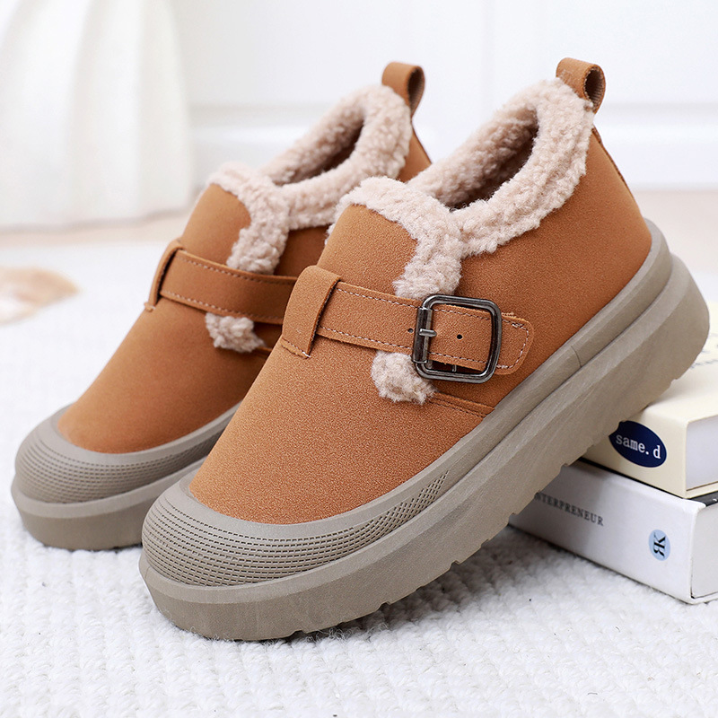 鞋子女2025冬季新款女士棉鞋加绒舒适厚底一脚蹬鞋防滑保暖勃肯鞋