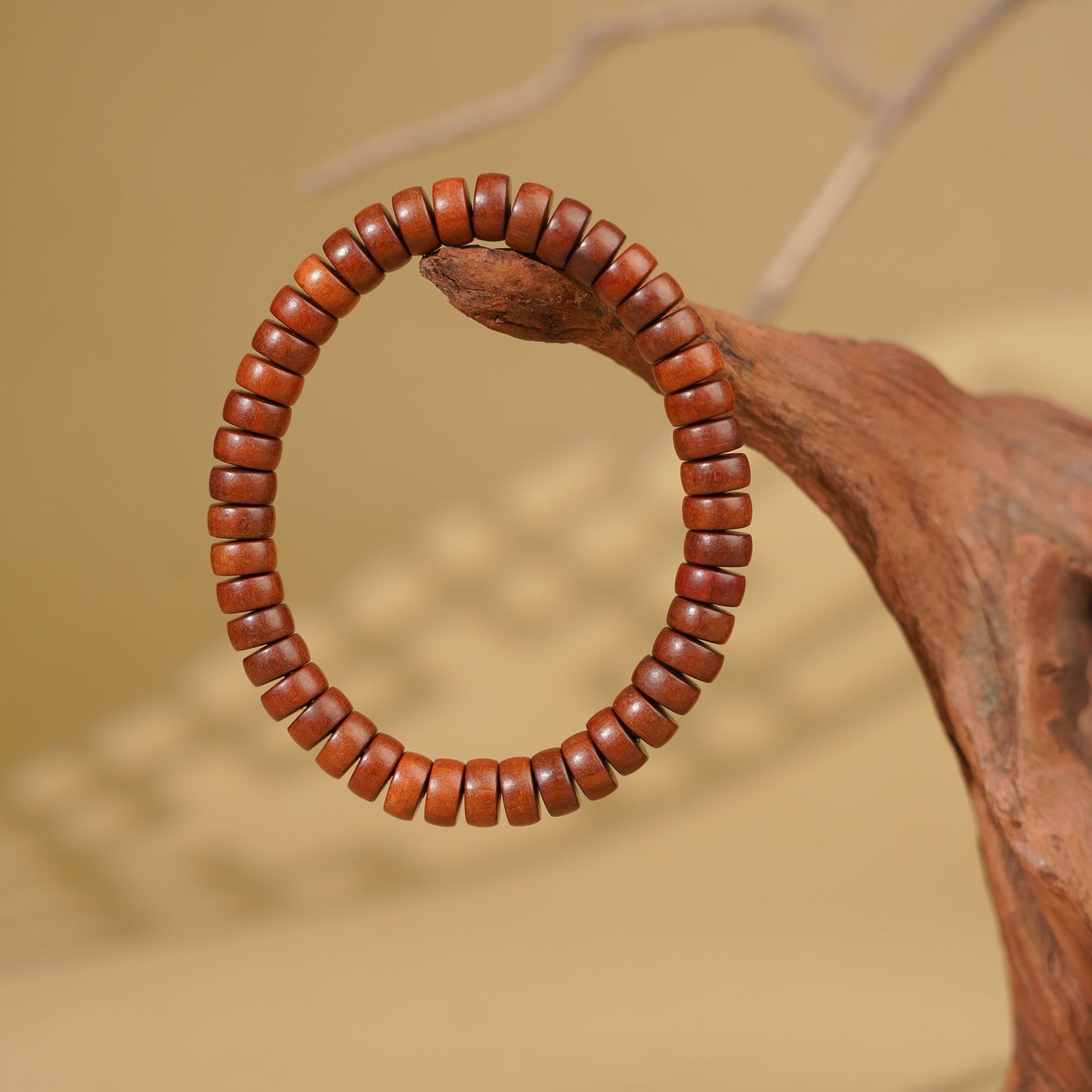 雷击枣木药片珠8X4MM佛珠手串直切工艺打磨到1000目45颗男女士戴