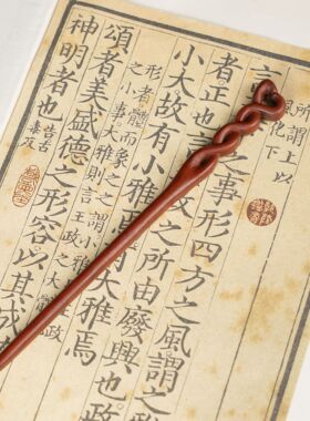 雷击枣木心形镂空发簪古典复古手工雕刻簪子古风汉服盘发木质工艺