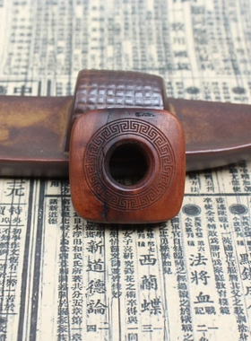 老料道家雷击枣木云纹平安扣挂件方形平安扣手把件挂坠可以穿绳子