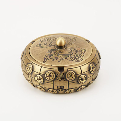 黄铜烟灰缸铜竹节款 象棋款烟灰缸家用礼品工艺品