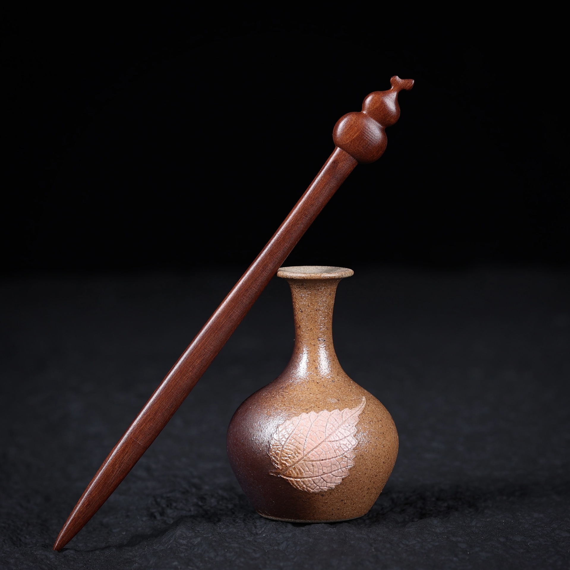 雷击木枣木古典葫芦发簪木簪杆棍 diy古风饰品配件手工材料原木