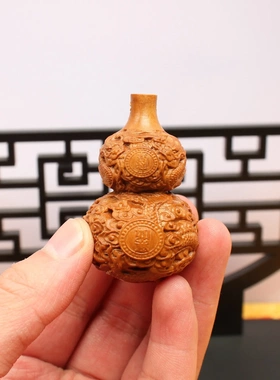 雷击枣木盘龙葫芦挂件手把件吊坠已经打孔可以穿绳子