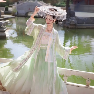 新款原创汉服桃夭宋制对襟褙子百褶裙春夏齐腰宋抹吊带中国风日常