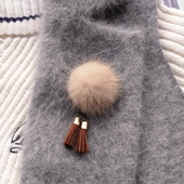 新品 披肩扣针秋冬毛绒配饰品 韩国毛毛胸针水貂毛胸花皮草别针开衫