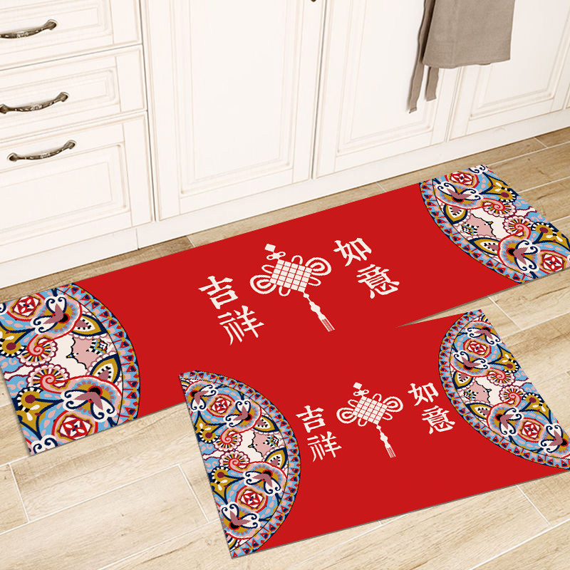 现代中式厨房地垫防油防水长条喜庆进门垫可擦免洗皮革pvc地毯,居家布艺,家用脚垫,淘宝优惠券,粉丝福利购,淘宝优惠卷