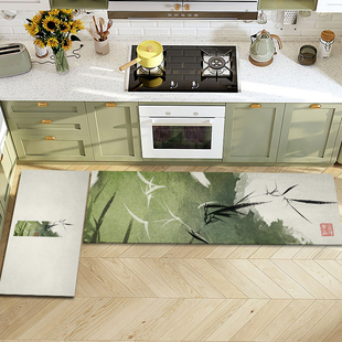 毯然 中式厨房地垫防滑吸水入户门地垫进门脚垫长条国风床边地毯