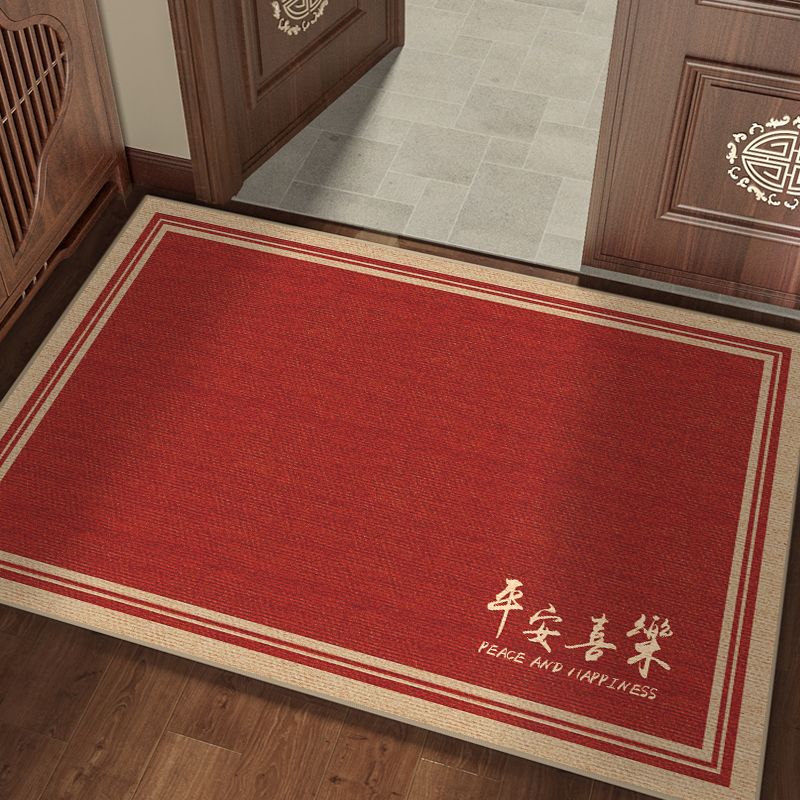 新中式门垫喜庆红色入户门地垫过年新春进门脚垫防滑耐脏门口地毯