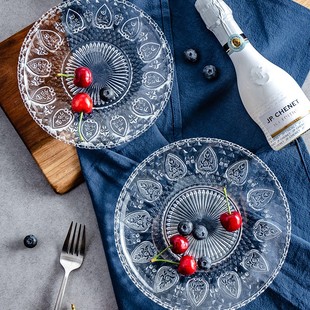 酒店ktv水果盘透明玻璃家用干果盘创意零食盘沙拉盘瓜果盘冷盘子